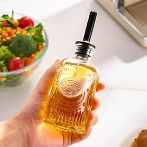 Baalaka Olive Oil Dispenser Bottle for Kitchen with Metal Spout, Glass Oil Bottles 7OZ, Elegant Glass Cooking Dispenser for Kitchen Juice Mouthwash Honey Syrup Coffee Syrup-2pcs - Image 7
