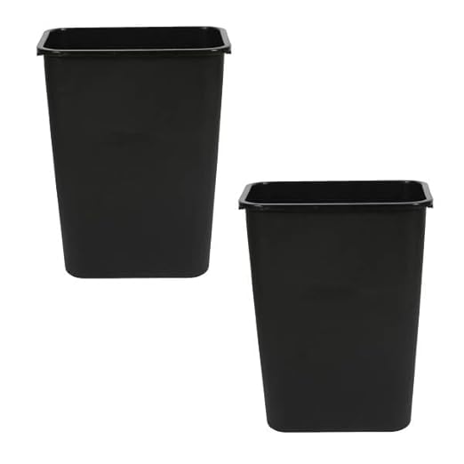 Kleen Commercial Soft-Sided Wastebasket 41qt, 20" x 16" x 11.6", Black Plastic (2 Pack)
