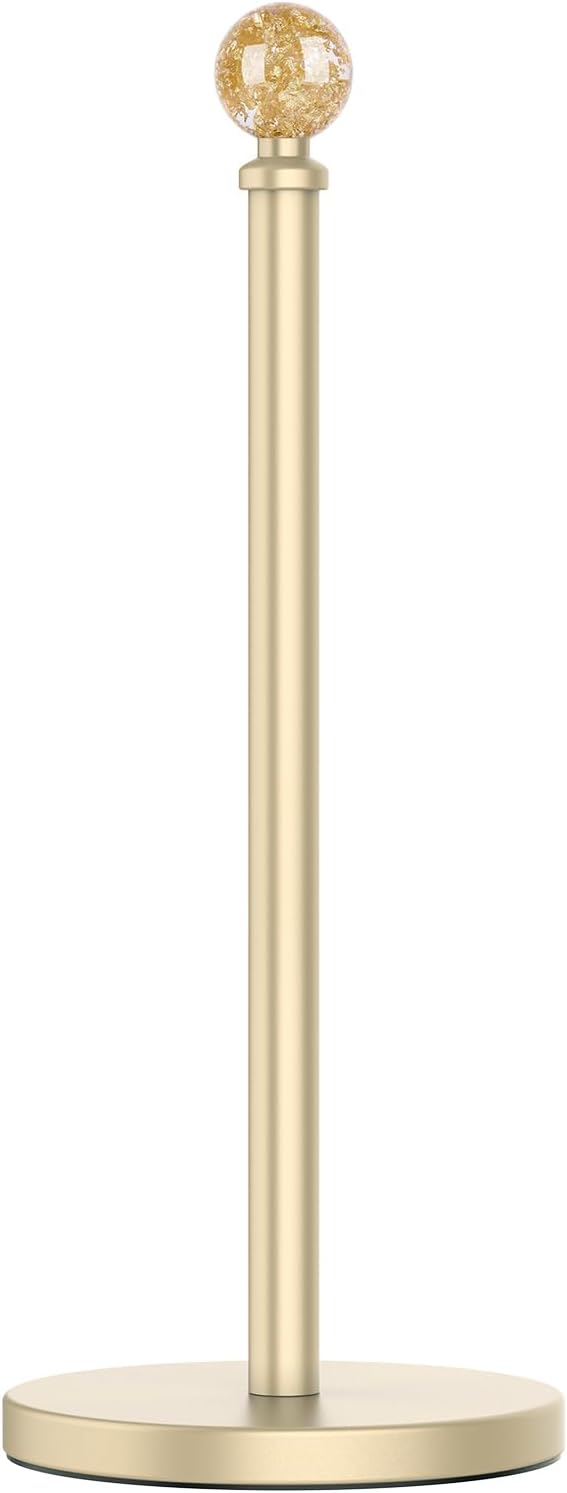 Gold Paper Towel Holder Countertop, Unique Gold Ball Decor,Brass Paper Towel Holder for Kitchen - Sturdy, Durable, and Elegant Home Decor for Kitchen