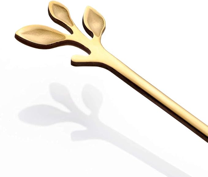 AnSaw 6-Piece Elegant Gold Leaf Long Handle Teaspoons - 7.4" Stainless Steel Stir Spoons for Coffee & Tea, Perfect for Mixing & Stirring - Image 8
