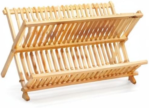 RoyalHouse Premium Natural Bamboo Dish Rack, Collapsible Dish Drainer, Foldable and Compact Dish Drying Rack for Kitchen Counter - Image 10