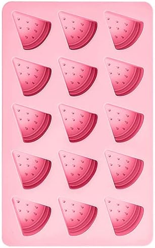 Cute Ice Cube Trays Silicone Chocolate Mold Wax Melt Molds Easy Release Ice Trays Non-Stick Chocolate Soap Pudding Jello Ice Cube Tray (2pcs Watermelon)