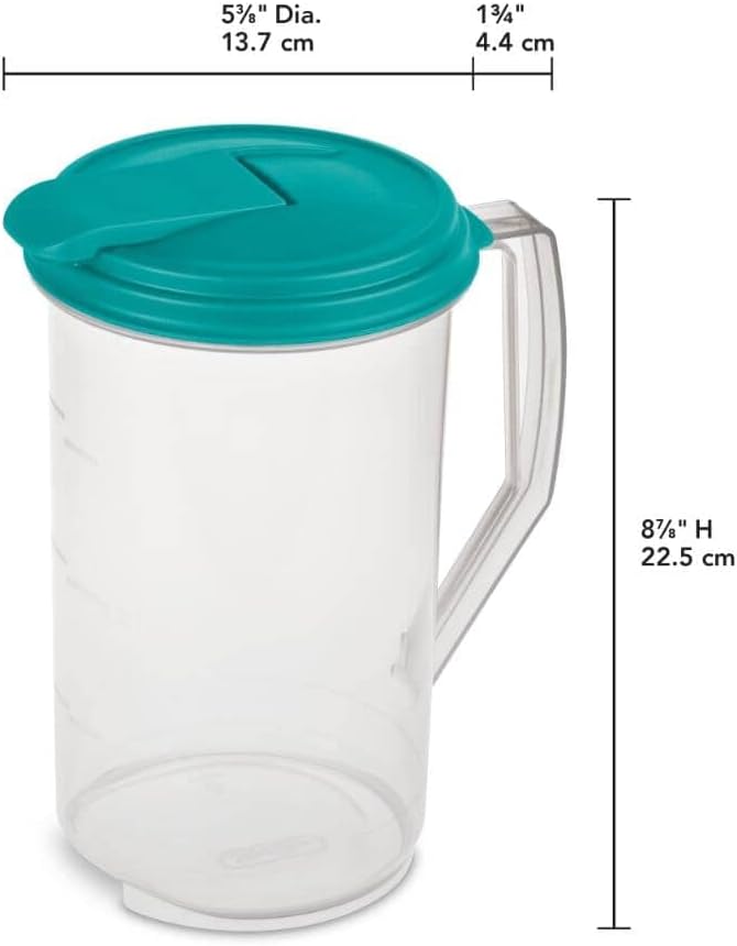 STERILITE 04860906 Beverage Pitcher, Round, BPA-Free Plastic, 2-Qts. - Quantity 1 - Image 7