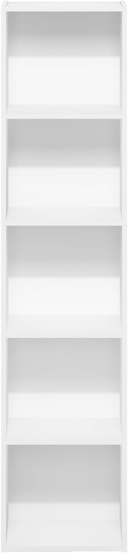 Furinno PASIR Book Shelf, 5-Tier Modern Bookshelf, Open Shelves Bookcase 9 x 12 x 52, Easy Assembly, for Living Room, Bedroom, Home Office, White - Image 8