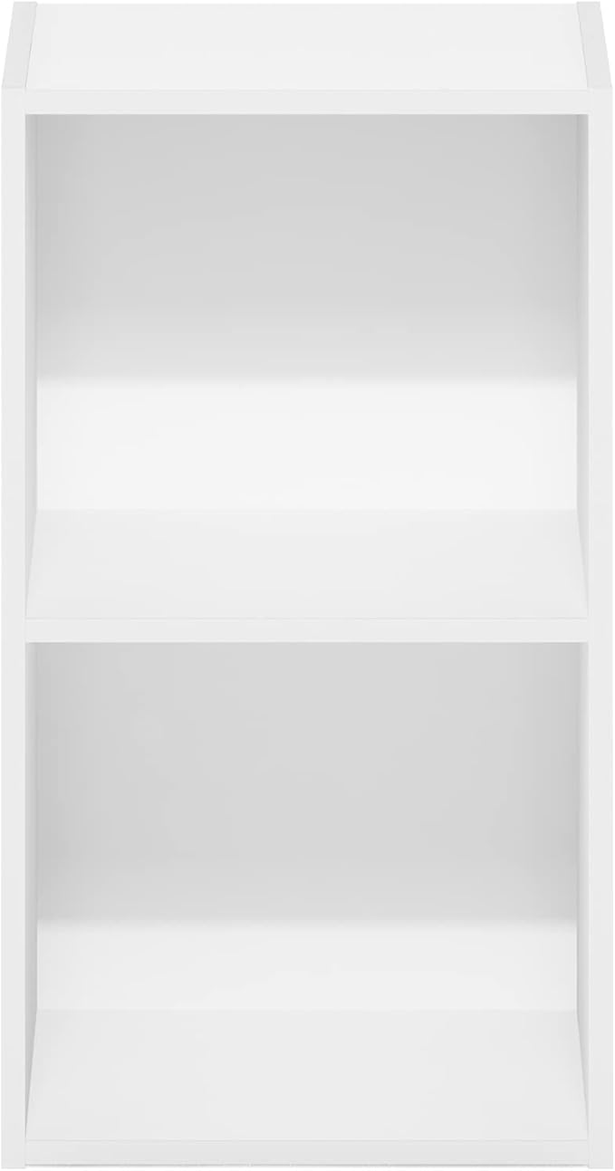 Furinno PASIR Book Shelf, 2-Tier Modern Bookshelf, Open Shelves Bookcase 9 x 12 x 21, Easy Assembly, for Living Room, Bedroom, Home Office, White - Image 7
