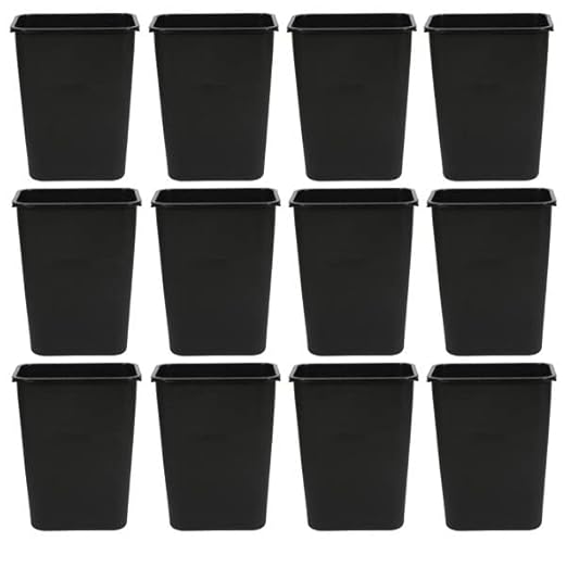 Kleen Commercial Soft-Sided Wastebasket 41qt, 20" x 16" x 11.6", Black Plastic (12 Pack)