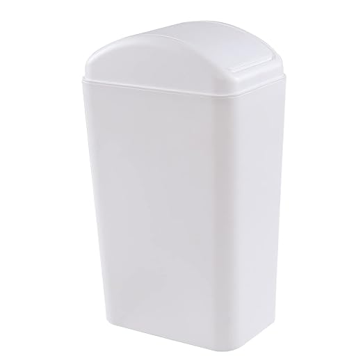 Plastic Waste Bin with Swing Lid, 14 Liter Garbage Can, 1 Pack (White) - Image 7