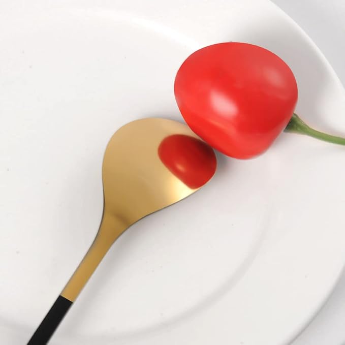 AnSaw Elegant Black & Gold Leaf Espresso Spoons - 10-Piece, 4.7" Mini Stainless Steel Coffee & Dessert Tea Spoons, Perfect for Demitasse & Small Servings - Image 7
