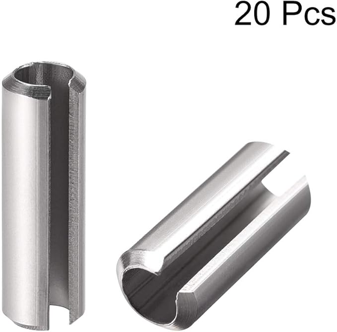 uxcell Slotted Spring Pin - M6 x 25mm 304 Stainless Steel Split Spring Roll Dowel Pins Plain Finish 20Pcs