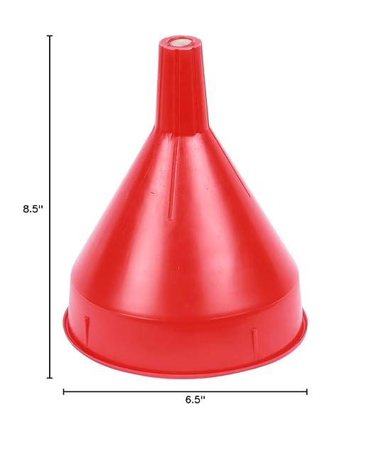 WirthCo 32002 Red Safety Funnel with Screen/Strainer Funnel for Oil, Fuel, Gas, and Automotive Large 2 Quart Capacity - Image 4