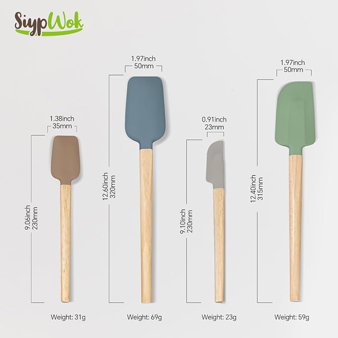 Silicone Spatula Set, Food Grade Rubber Spatula-4 Piece Nonstick Rubber Spatulas, Spoonula, Jar Scraper for Cooking, Baking, Mixing, Frosting - Heat Resistant Up to 600°F (4 Pcs Spatula Colorful) - Image 7