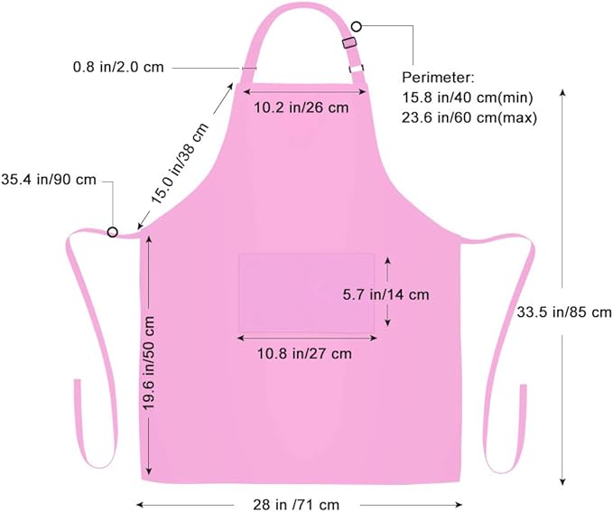 Jubatus 2 Pack Bib Aprons with 2 Pockets Cooking Chef Kitchen Apron for Women Men, Pink - Image 7