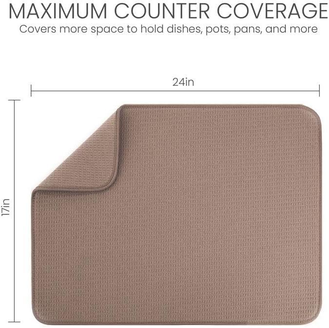 Bellemain XL Dish Mat 24" x 17" ( LARGEST MAT ) Microfiber Dish Drying Mat , Super absorbent ( Mocha ) - Image 7