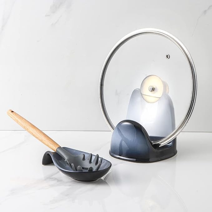 Nihow Pot Lid Holder: Stable Ceramic Pan Lid Holder for Kitchen Counter Decor/Counter top/Stove Top- Heat Resistant & Dishwasher Safe - Elegant Grey (1 PC) - Image 7