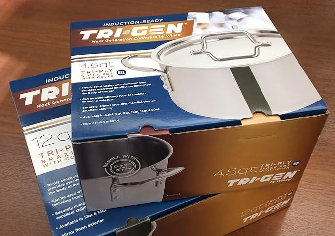 WINCO Tri-Ply Stock Pot, 6-quart-qt-6qt, Silver - Image 8