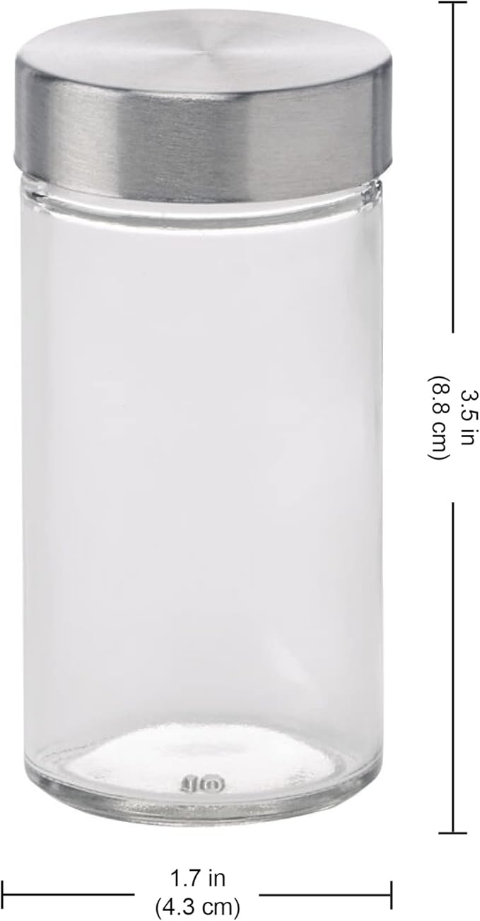 Kamenstein Clear Reusable 3 Oz Jars With Stainless Steel Shaker Lids, And Twist-On Caps For Airtight Seals 12 Pk - Image 7