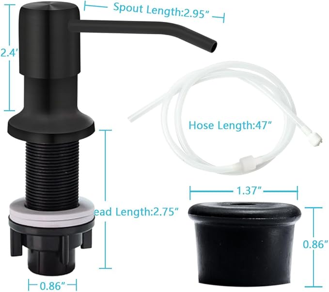 Soap Dispenser for Kitchen Sink, Countertop Soap Dispenser Pump, 47" Silicone Extension Tube Connect to The Soap Bottle Directly, Say Goodbye to Frequent Refills (Black) - Image 7