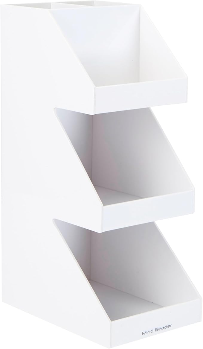 Mind Reader Coffee Tea Utensil and Condiment Station, Countertop Organizer, Coffee Bar, Kitchen, 6" L x 9" W x 16" H, White (Pack of 2) - Image 7
