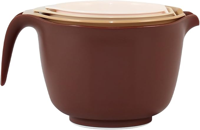Glad Mixing Bowls with Pour Spout, Set of 4 - Nesting Plastic Bowls (1.2qt, 1.9qt, 2.8qt, and 3qt with Handle) - Non Slip Base, Dishwasher Safe Kitchen Cooking and Baking Supplies, Beige - Image 7