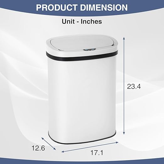 PayLessHere | 13 Gallon Stainless Steel Trash Can | White | Automatic Touchless Lid with Motion Sensor | Kitchen Garbage Can with Waterproof Design | for Home, Office, Bathroom | Pack of 1 - Image 7