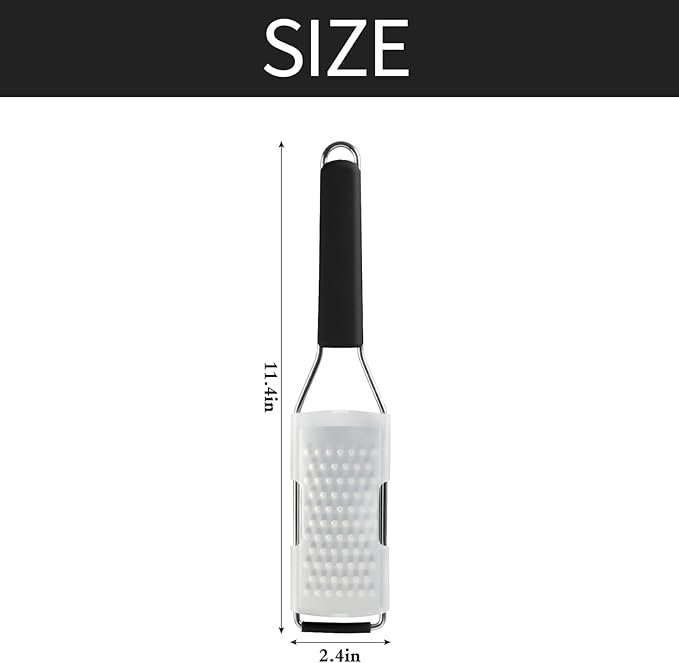 Cambom Cheese Grater Lemon Zester, Graters for Parmesan Cheese, Lemon, Citrus, Garlic, Nutmeg, Chocolate, Fruits, Vegetables, Ginger, Vegetable & Cheese Shredder with Stainless Steel Coarse Blade - Image 6