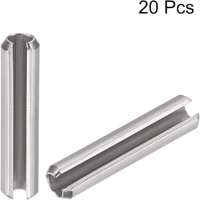 uxcell Slotted Spring Pin - M4 x 30mm 304 Stainless Steel Split Spring Roll Dowel Pins Plain Finish 20Pcs