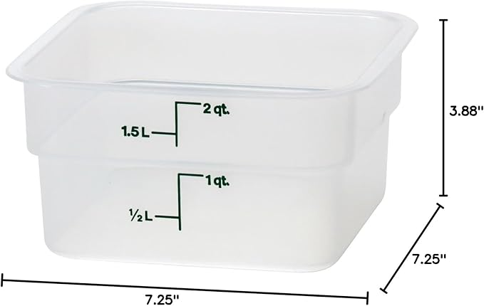 Cambro Food Storage Container - Classic Series Square - 2 QT (Quart) - Commercial Grade for Food Prep (Translucent) - Image 3