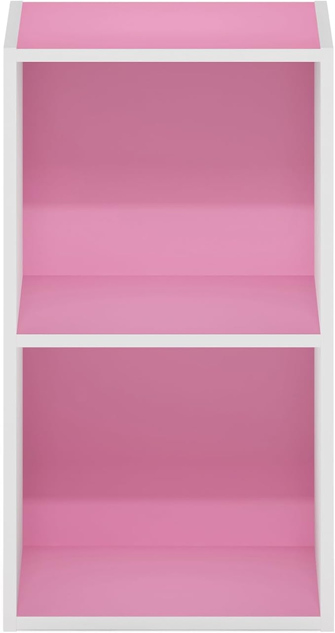 Furinno PASIR Book Shelf, 2-Tier Modern Bookshelf, Open Shelves Bookcase 9 x 12 x 21, Easy Assembly, for Living Room, Bedroom, Home Office, Pink/White - Image 7