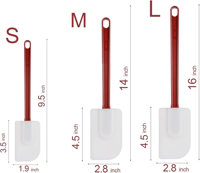 Silicone High Heat Spatula Set, 3pc (9.5/14/16Inches) - Commercial Rubber Spatula for Cooking - Image 7