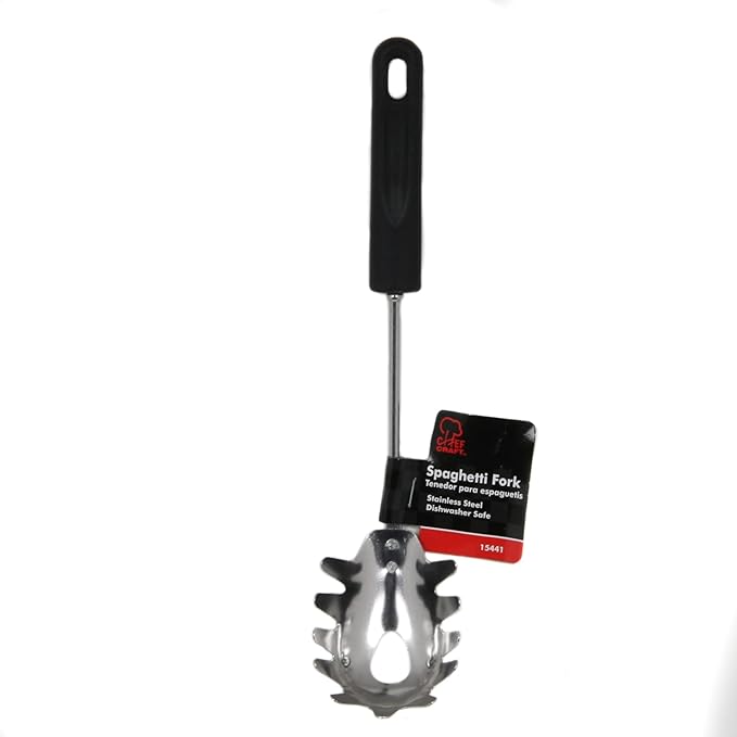Chef Craft Basic Stainless Steel Spaghetti/Pasta Fork, 12.5 inch, Black - Image 2