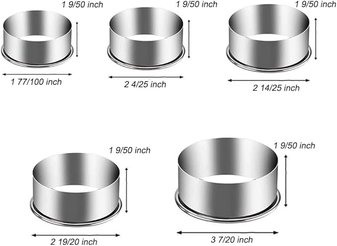 5 Pieces Biscuit Cookie Cutters Set,Stainless Steel Circle Round Cookie Biscuit Cutters in Graduated Sizes Shape Molds for Pastries Doughs Doughnuts - Image 6
