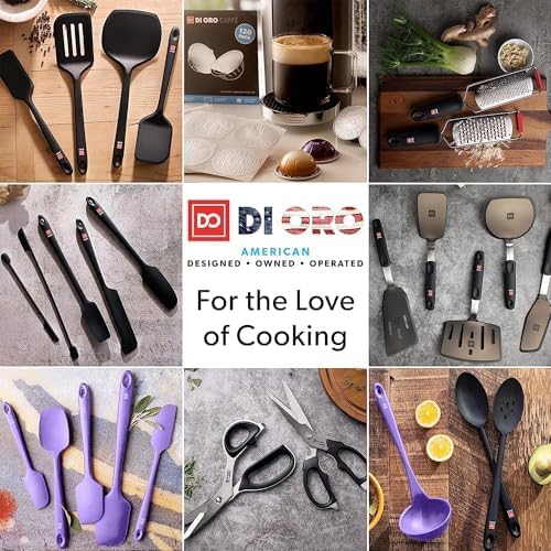 DI ORO Silicone Spoons for Cooking - Large Kitchen Spoons for Mixing, Serving & Stirring - 600°F Heat-Resistant Non Stick Utensils – Big Solid & Slotted Basting Spoon - Dishwasher Safe (2pc, Lavender) - Image 8