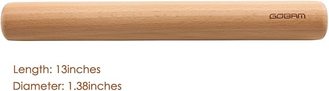 GOBAM Wood Rolling Pin, Medium - Dough Roller for Pasta, Cookies, Pie, Pizza, Chapati, Fondant, Rolling Pins for Baking, Bread Making Tools and Supplies - 13 x 1.38 Inches - Image 9
