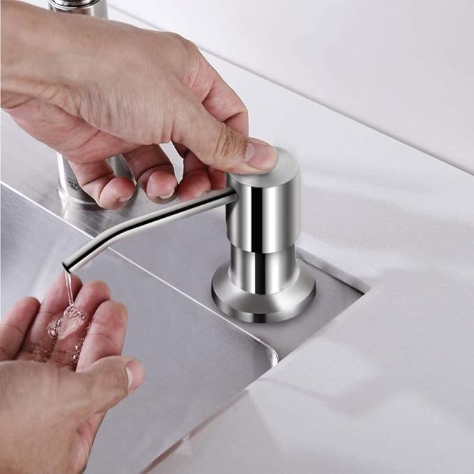 Soap Dispenser for Kitchen Sink, Brushed Nickel Countertop Soap Dispenser Pump, 47" Silicone Extension Tube Connect to The Soap Bottle Directly, Say Goodbye to Frequent Refills (Brushed Nickel) - Image 7
