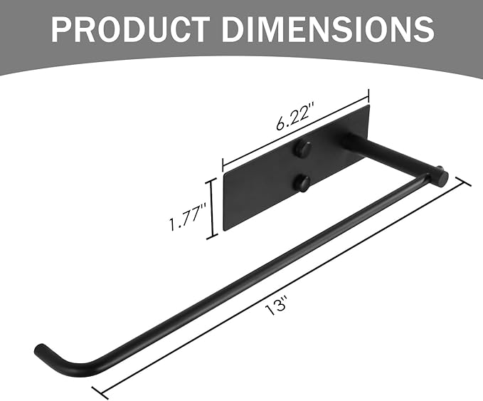 SUNTECH 2 Pack Paper Towel Holder Under Cabinet, Adhesive or Drilling Paper Towel Holder Wall Mounted, Stainless Steel Kitchen Towel Roll Holder for Bathroom, RV (Black) - Image 6