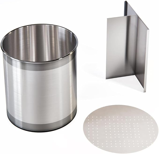 Cooler Kitchen Rotating Extra Large Stainless Steel Utensil Holder Caddy with Sturdy No-Tip Weighted Base, Removable Divider, and Gripped Insert Bottom -Dishwasher Safe Metal Cooking Utensil Holder - Image 9