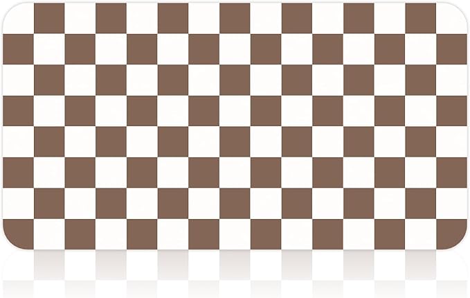 17" x 32" Checkered Dish Drying Mat for Kitchen Counter, Absorbent Coffee Bar Mat for Espresso Machine Coffee Countertops Accessories, Coffee Brown - Image 9
