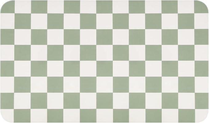 CooRug Checkered Dish Drying Mat for Kitchen Counter, Absorbent Non-Slip Coffee Mat, Heat Resistant Mat for Countertops Coffee Bar Decor 17" x 32" Green - Image 9