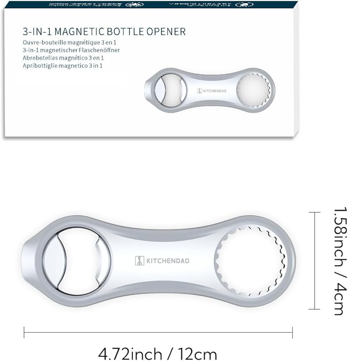 KITCHENDAO Magnetic Beer Bottle Opener for Refrigerator, Twist-off/Pry-off Opener, Pop-can Opener, Heavy Duty Steel Die-Cast Construction with Magnets, Stick to Fridge for Easy Storage, Gift for Men - Image 7
