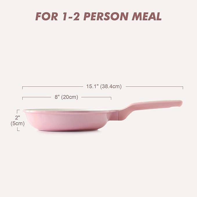 SENSARTE Nonstick Ceramic Frying Pan 8-Inch, Healthy Non Toxic Skillet, Induction Compatible Omelet Pan with Heat Resistant Handle, PFAS-Free, Pink - Image 7