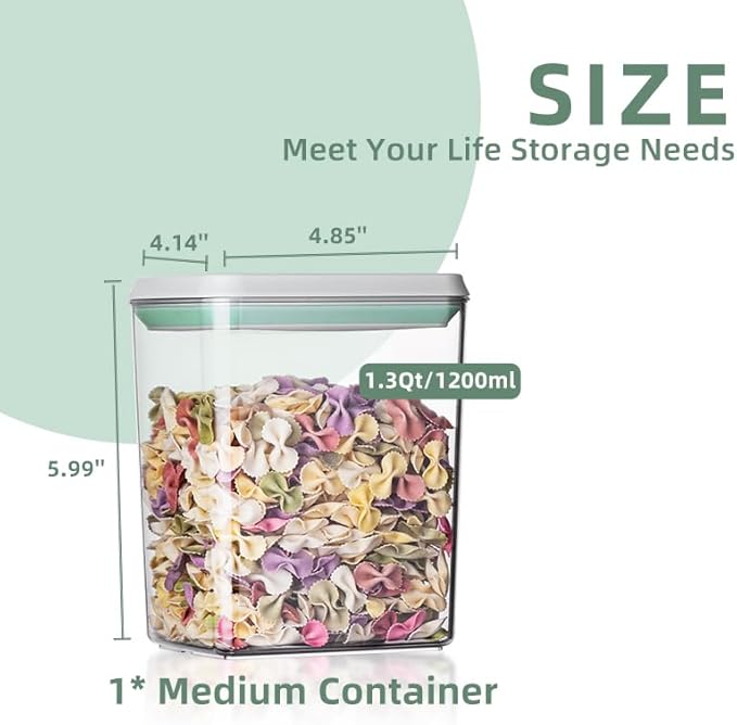 Ankou Pop Airtight Food Storage Containers with Lids- 3 Pcs Stackable One Button Opening Food Containers, Kitchen Pantry Storage Containers for Snacks Candy Salt Herbs Spices BPA-Free (1.2 QT * 3) - Image 6