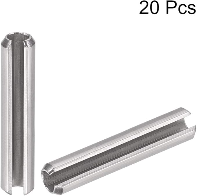 uxcell Slotted Spring Pin - M4 x 50mm 304 Stainless Steel Split Spring Roll Dowel Pins Plain Finish 20Pcs