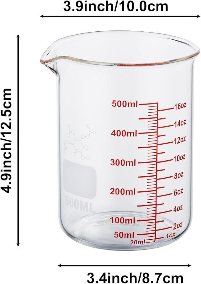High Borosilicate Glass Measuring Cup-V-Shaped Spout,500ml(16OZ) Glass Measuring Beaker for Kitchen or Restaurant, Easy to Read - Image 8