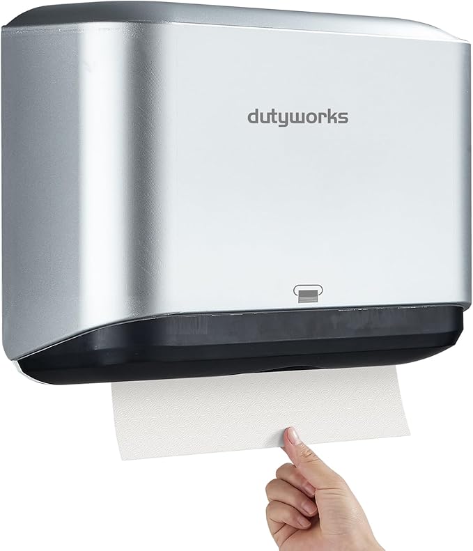 Paper Towel Dispenser Wall Mount, Multifold Paper Towel Holder Adhesive Hand Towel Dispenser for Bathroom Kitchen Commercial, Silver