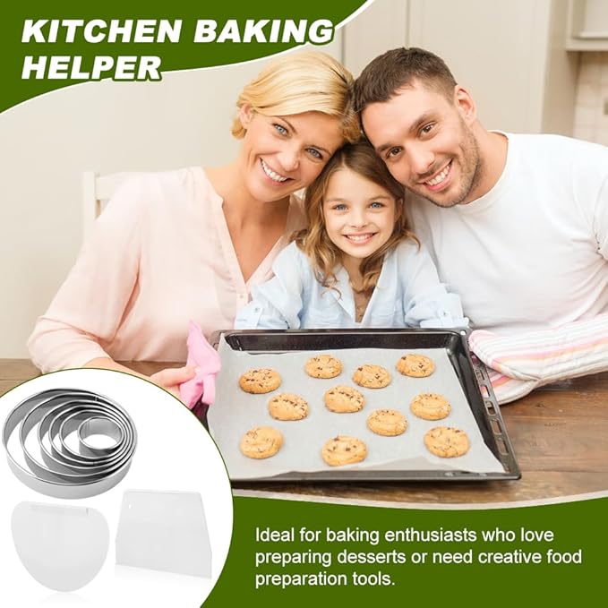 6PCS Round Cookie Cutters Set,Stainless Steel Biscuit Cutters For Baking,Round Cookie Biscuit Cutter in Graduated Sizes Shape Mol ds for Pastries Doughs Doughnuts(Silver,Size:2, 3, 3.5, 4, 5, 6 Inch)