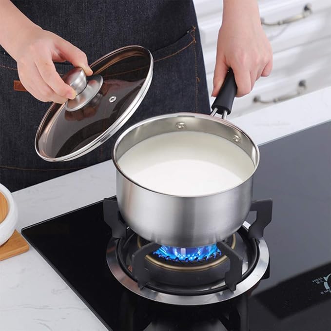 P&P CHEF 2 Quart Saucepan Small Pot, Stainless Steel Saucepan with Lid, Small Sauce Pan for Home Kitchen Restaurant Cooking, Visible Glass lid & Bakelite Heat-Proof Handles,Dishwasher Safe, 1 Pc - Image 7