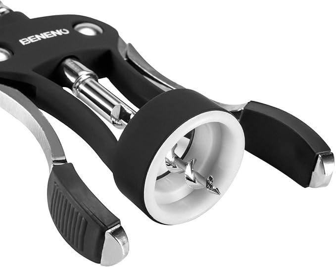 Beneno Wine Opener, Zinc Alloy Premium Wing Corkscrew with Multifunctional Bottles Opener, Sharp Wine Corkscrew with Ergonomic Non-Slip Wing Handle, Upgrade Black - Image 8