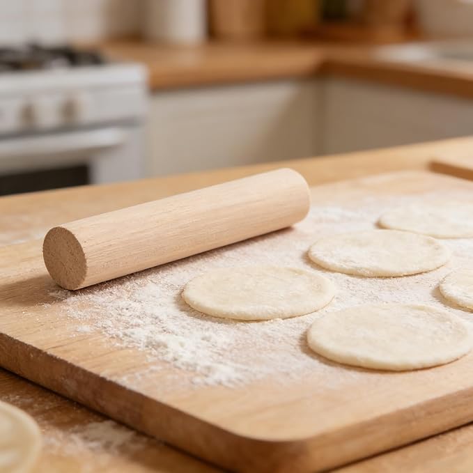 Wooden Rolling Pin Set, Natural, 6 x 1.2 Inch Mini Dough Rollers for Dumplings, Pizza, Bread, Tortillas, 15 Pieces