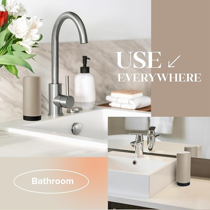 ElmRidge Dish Soap Silicone Dispenser for Kitchen Sink,Squeeze Washing Up Liquid and Hand Soap,Round refillable Silicone Bottles,Easy to Fill and to use, 8.5 oz,Black 2.4 x 2.4 x 5.5 inches (Taupe) - Image 8