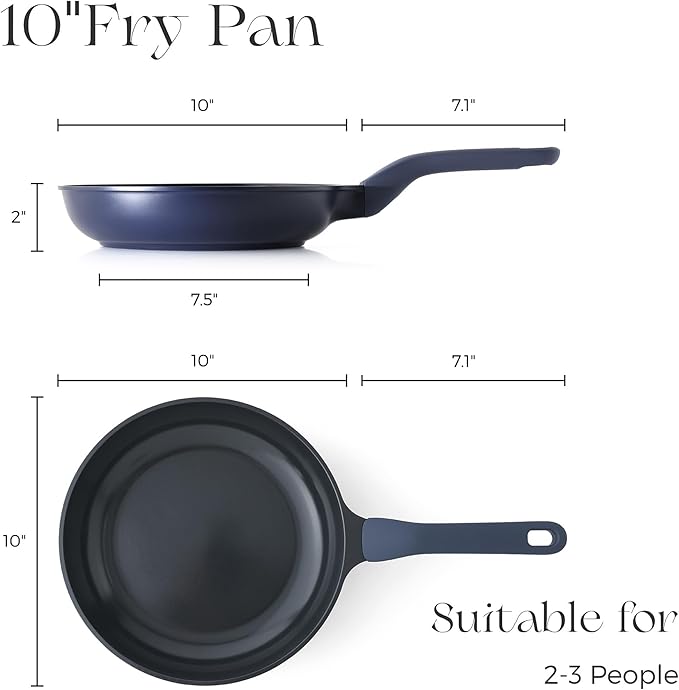 PRICUSIS Nonstick Frying Pan, 8/10/12 Inch Skillet with Stay Cool Handle, Fully Coated, Induction Compatible & Oven Safe, 100% Dishwasher Safe, PTFE PFAS & PFOA Free(10 Inch, Blueberry Mist)